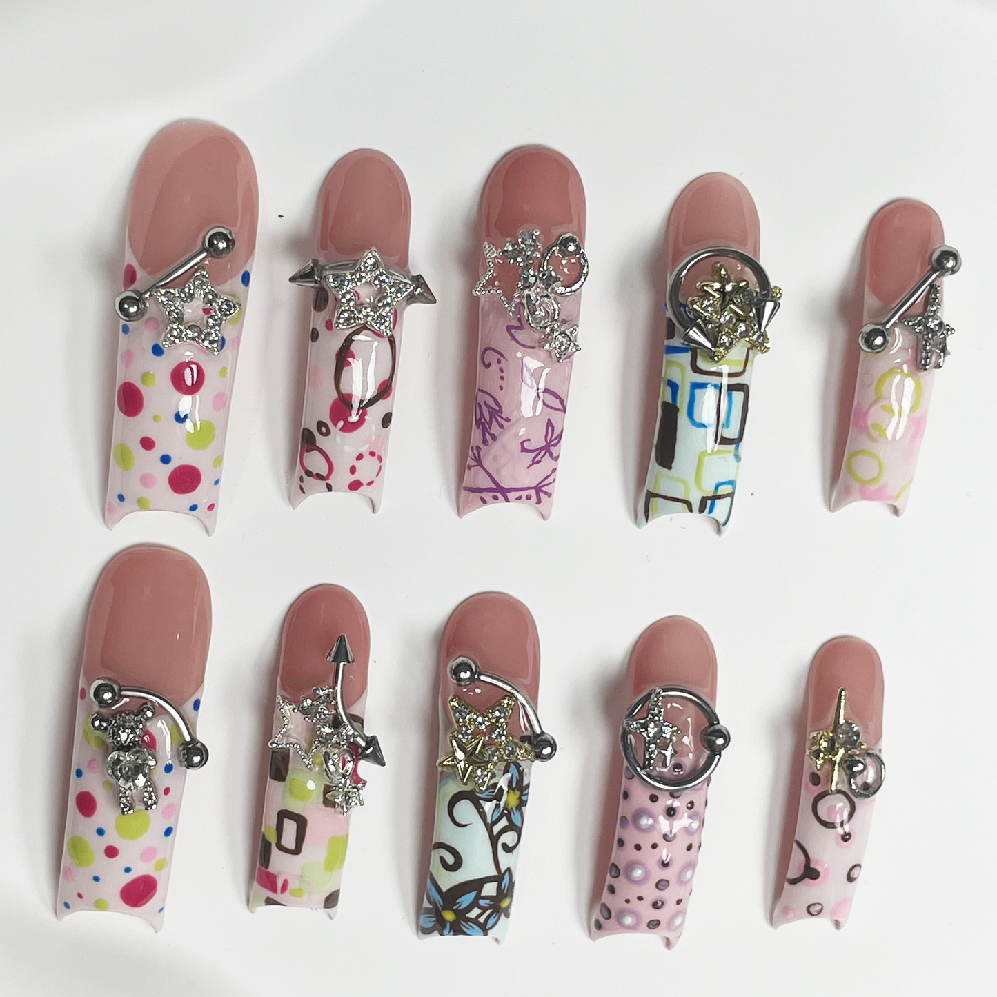 Cosmic Pop Graffiti Long Square Press On Nails