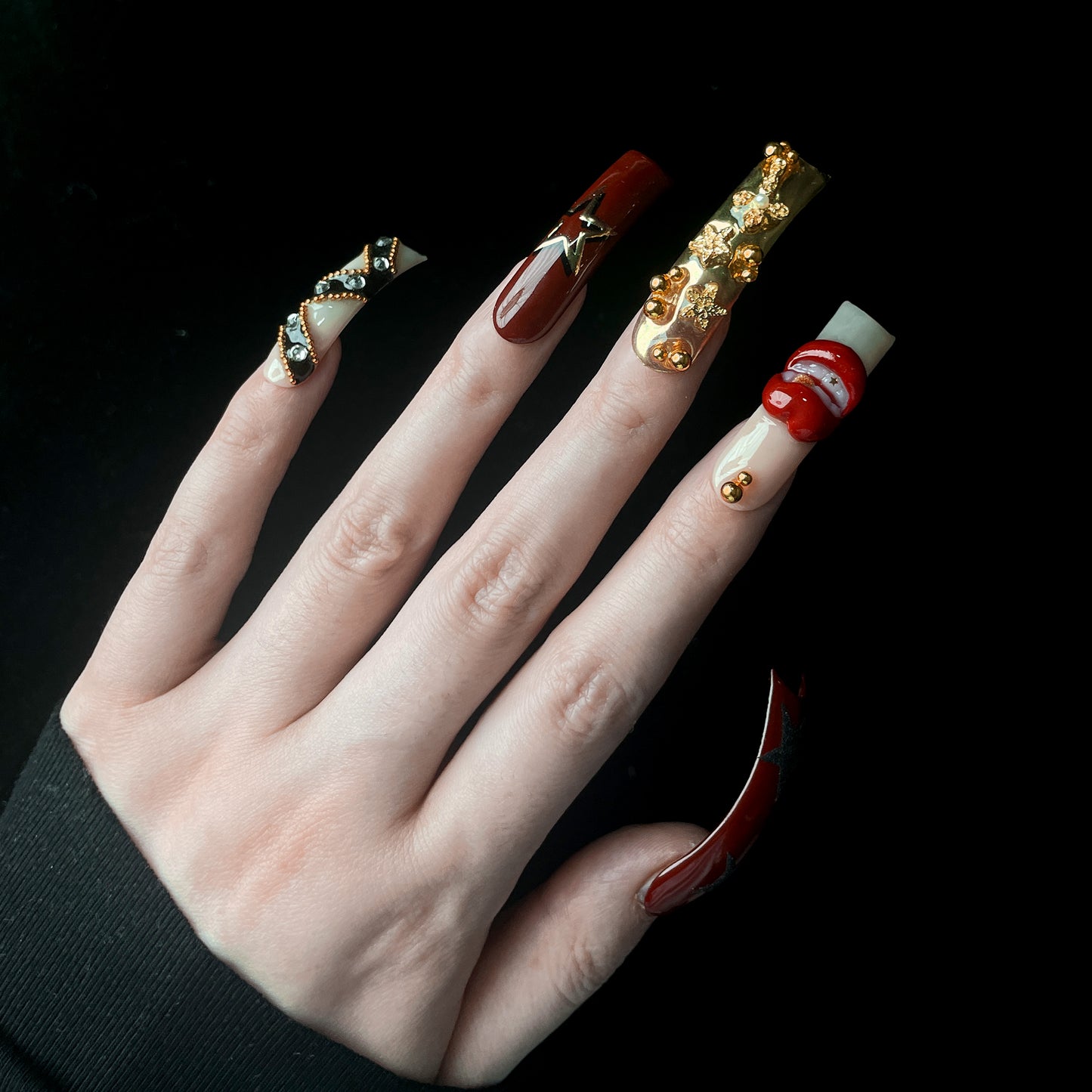 Rockstar Glam Long Square / Duck Press On Nails