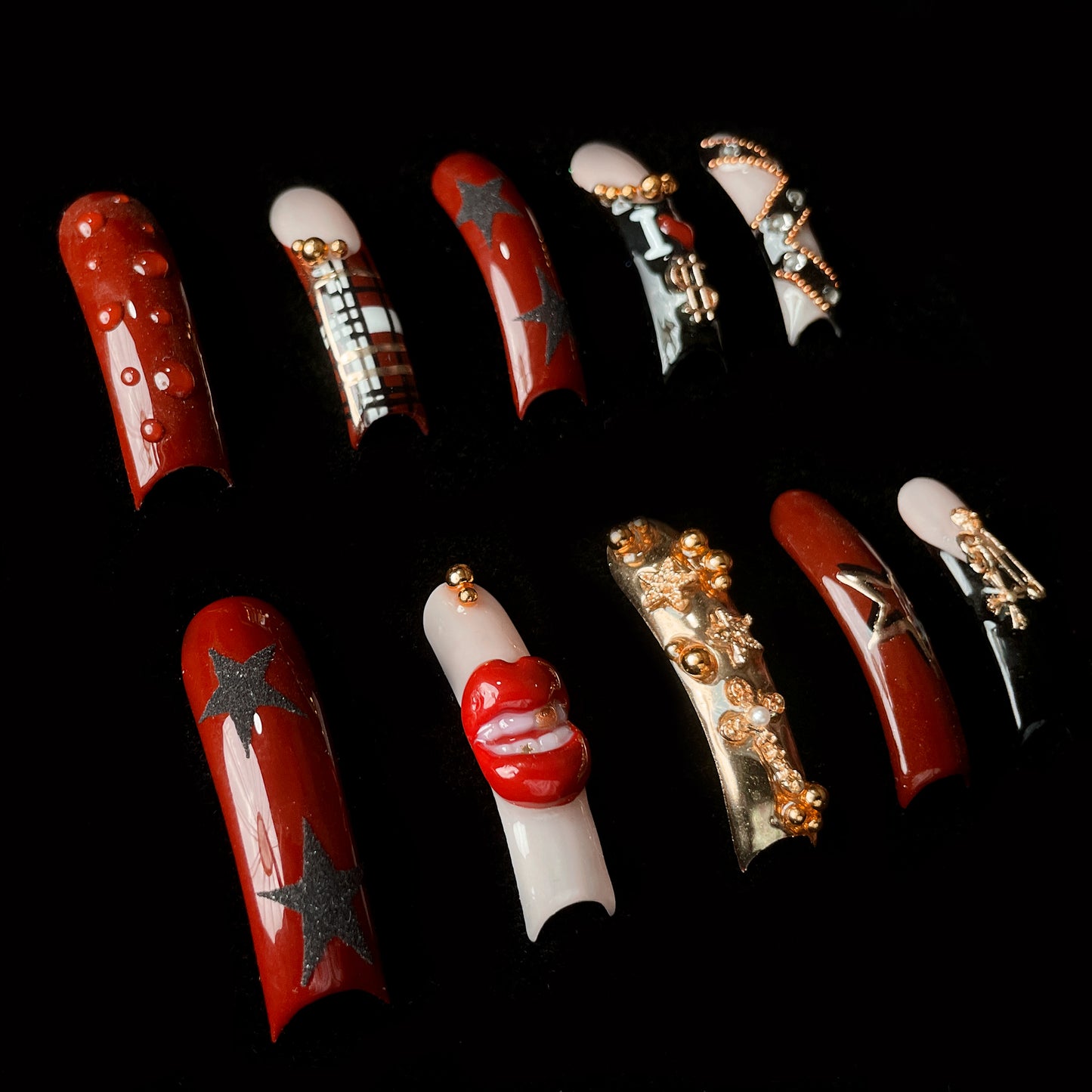 Rockstar Glam Long Square / Duck Press On Nails