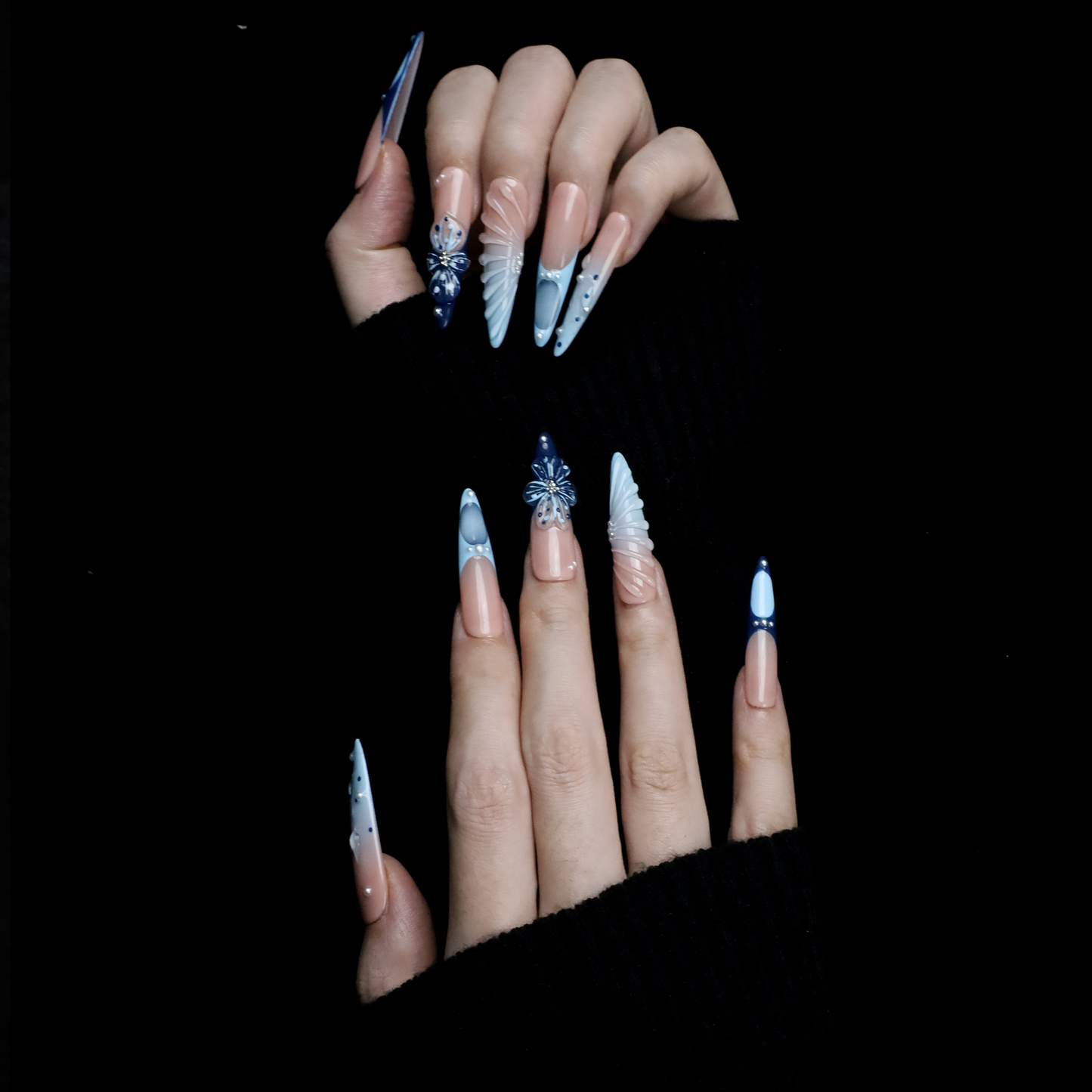 Icy Bloom Custom Press on Nails