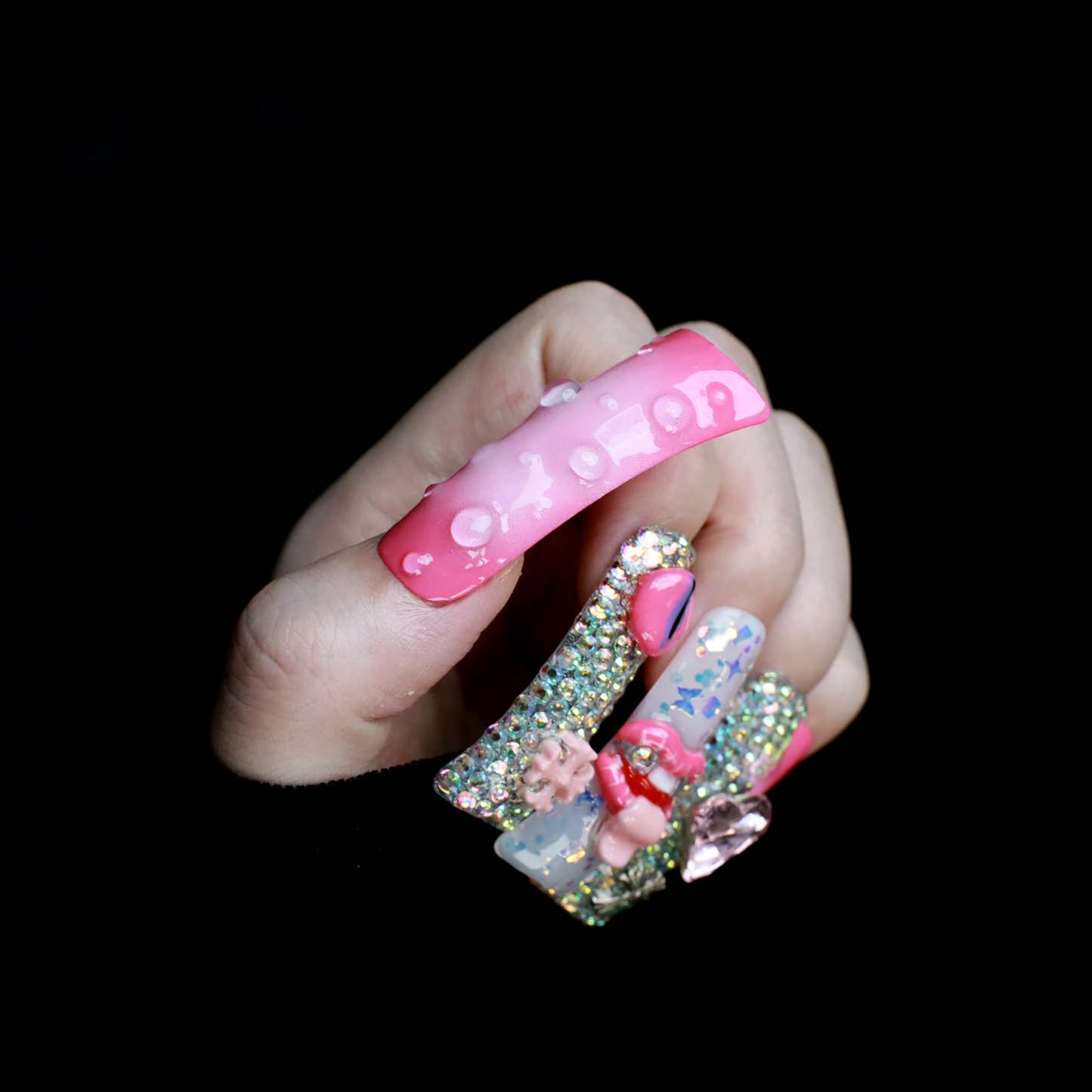 Pink Extra Long Duck Press-On Nails