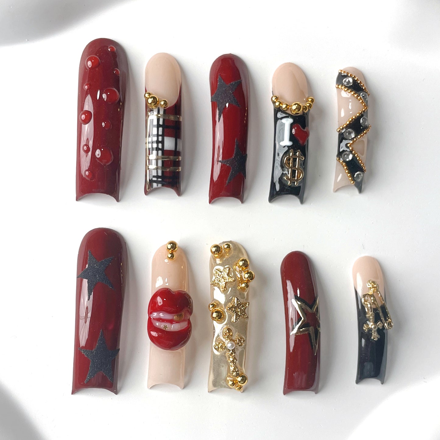 Rockstar Glam Long Square / Duck Press On Nails