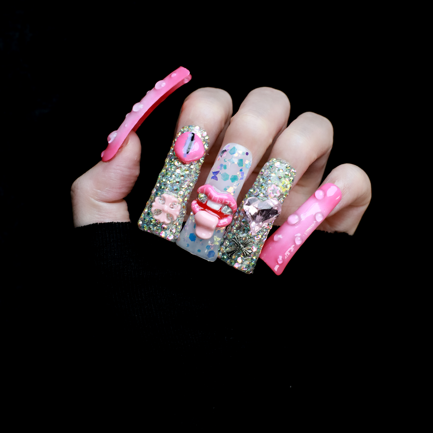 Pink Extra Long Duck Press-On Nails