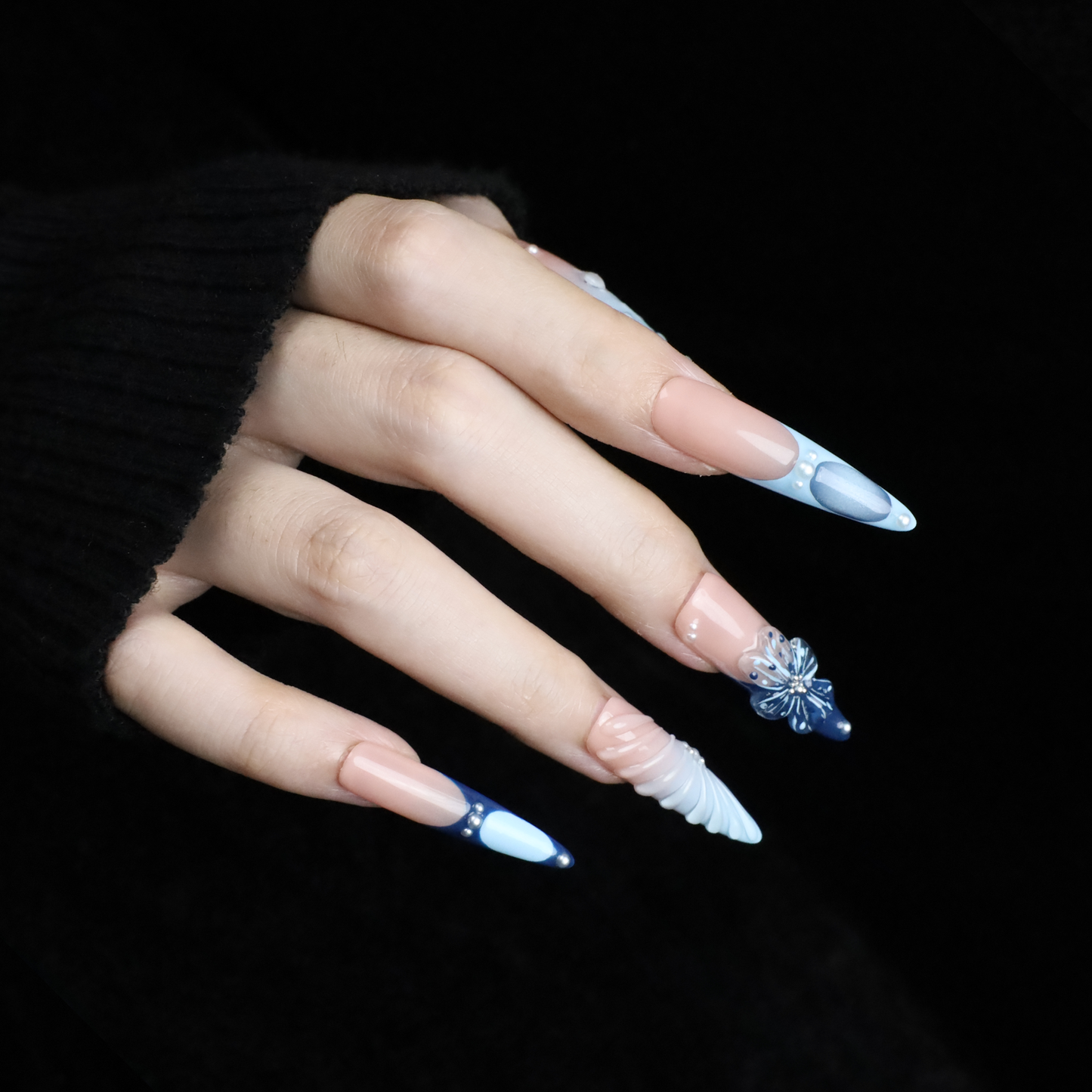 Icy Bloom Custom Press on Nails