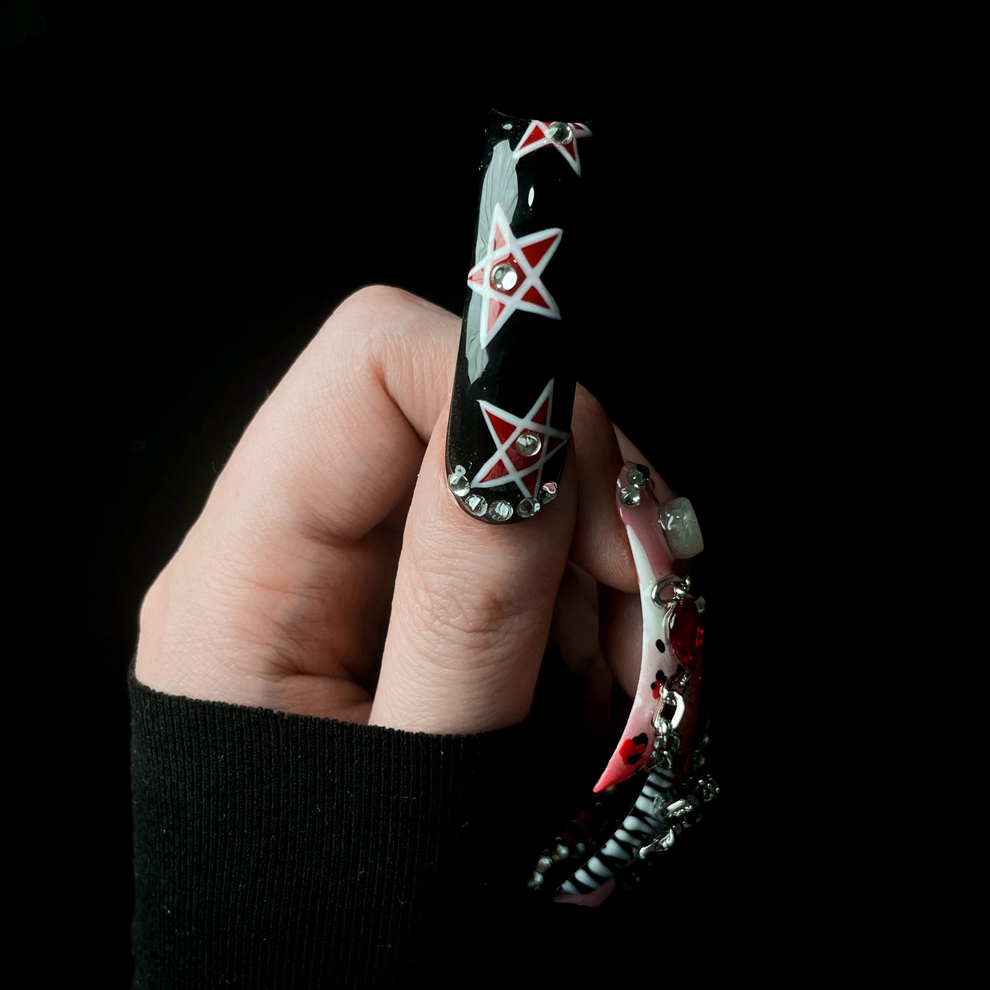 Goth Galaxy Long Square / Duck Press On Nails
