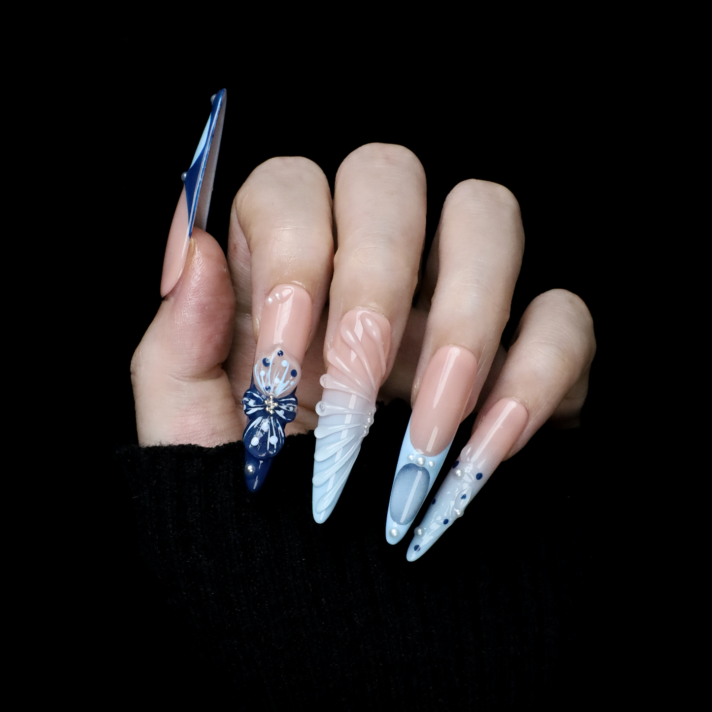 Icy Bloom Custom Press on Nails