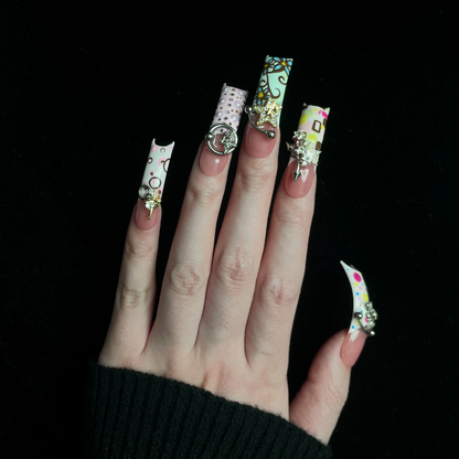 Cosmic Pop Graffiti Long Square Press On Nails