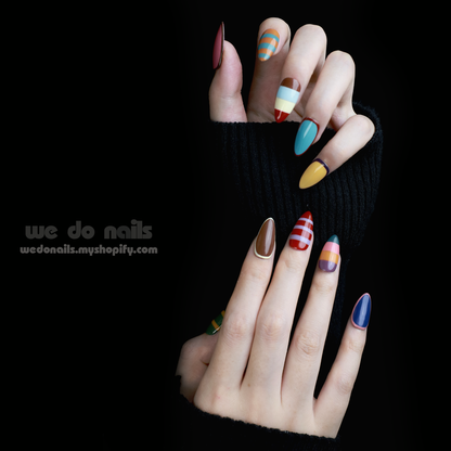 Vintage Striped Elegance Press-On Nails