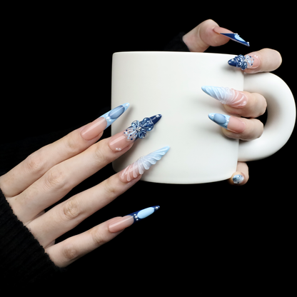 Icy Bloom Custom Press on Nails