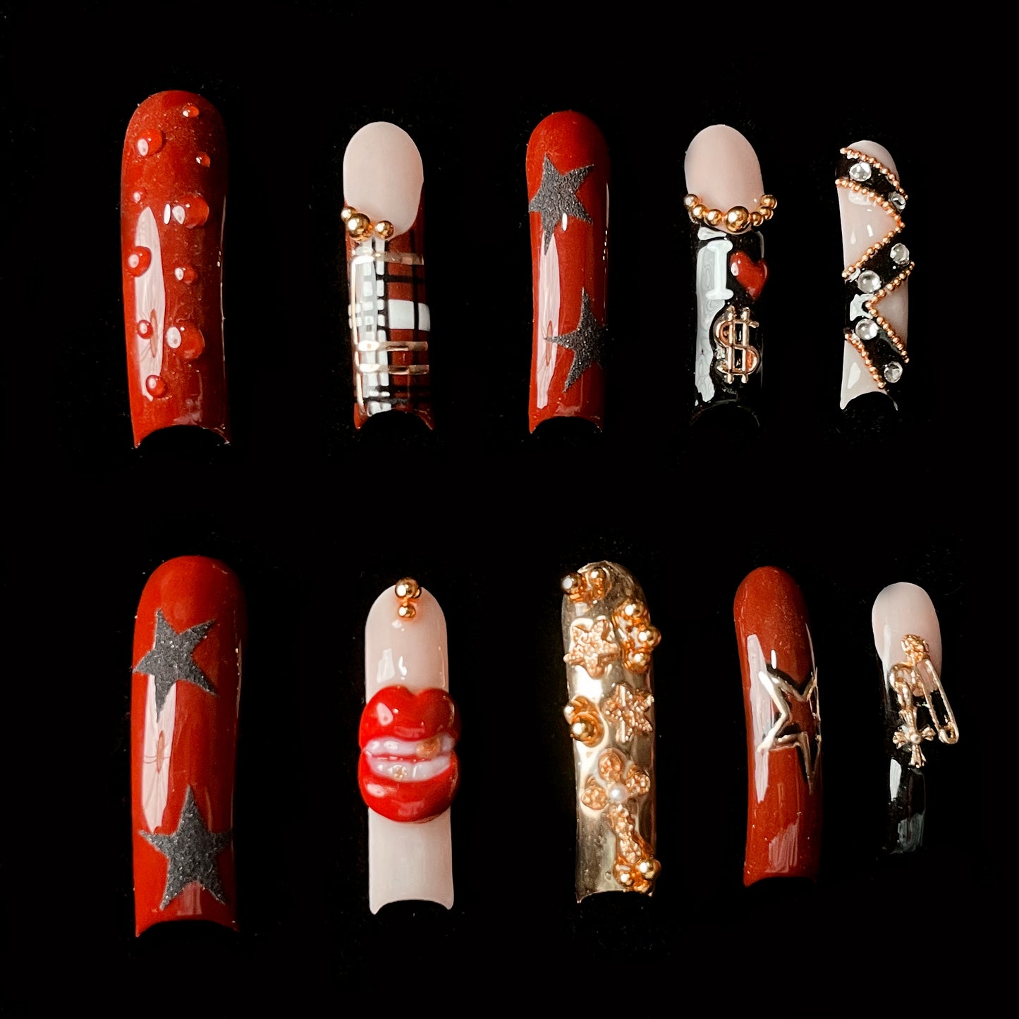 Rockstar Glam Long Square / Duck Press On Nails