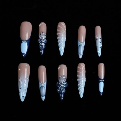 Icy Bloom Custom Press on Nails