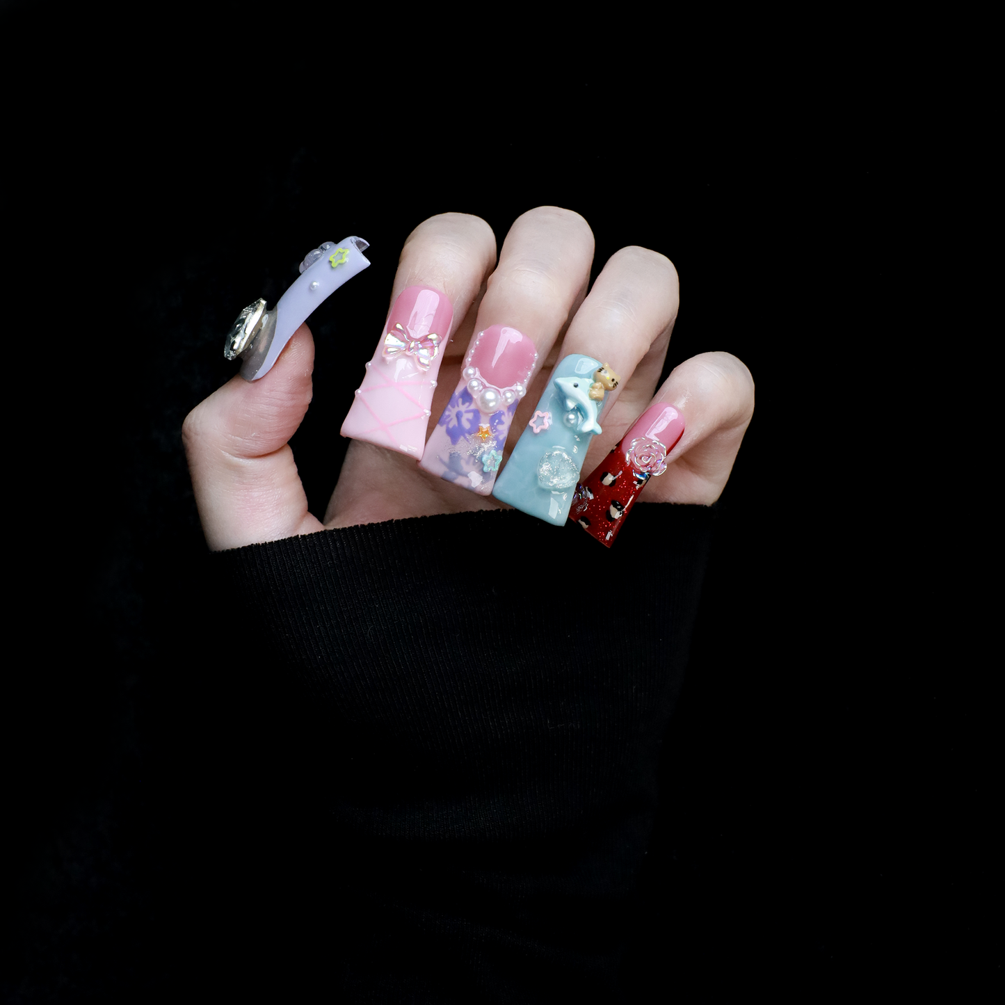 Whimsical 3D Long Duck Press-On Nails