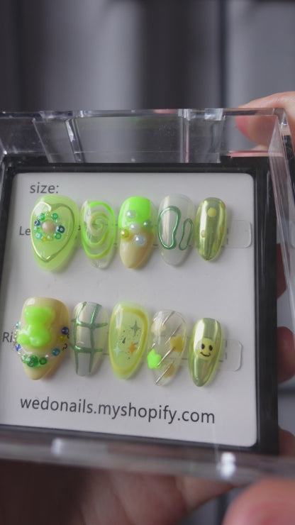 Neon Slime Fantasy Press-On Nails