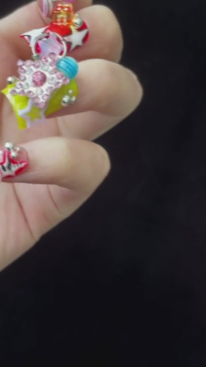 Neon Pop Star Short Duck Press-On Nails
