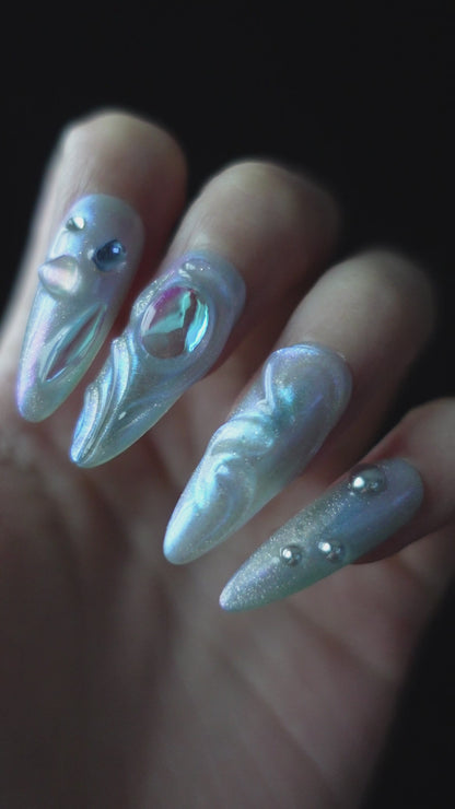 Iridescent Bubble Press-On Nails